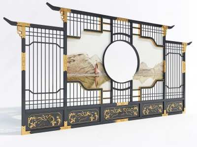 新中式屏风3D模型下载